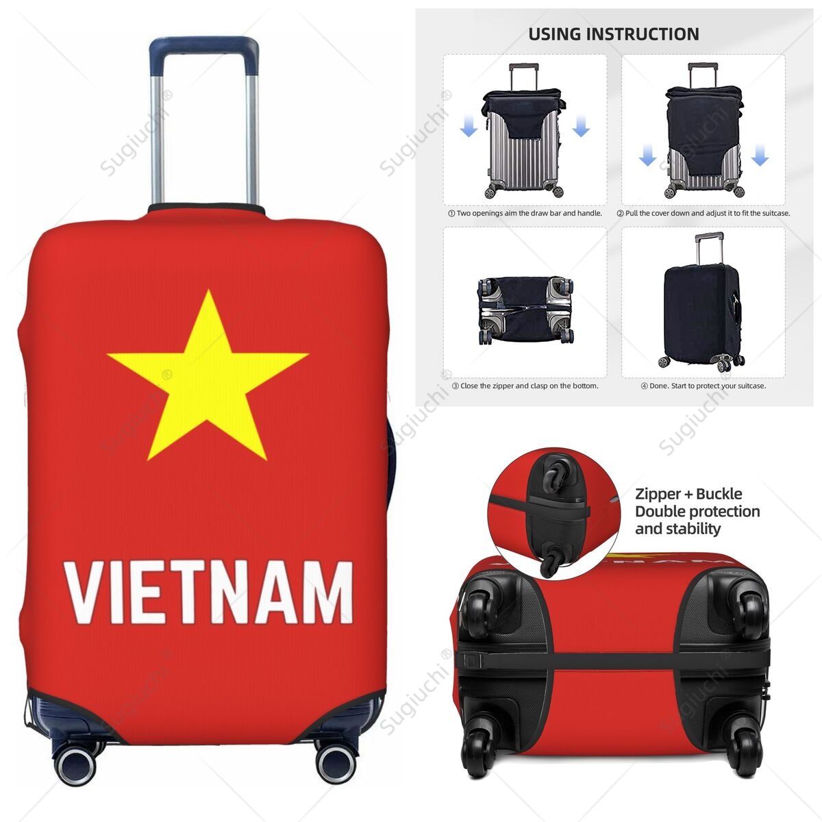 Travel Accessories Vietnam - Vietnam Flag Luggage Cover Suitcase Elastic