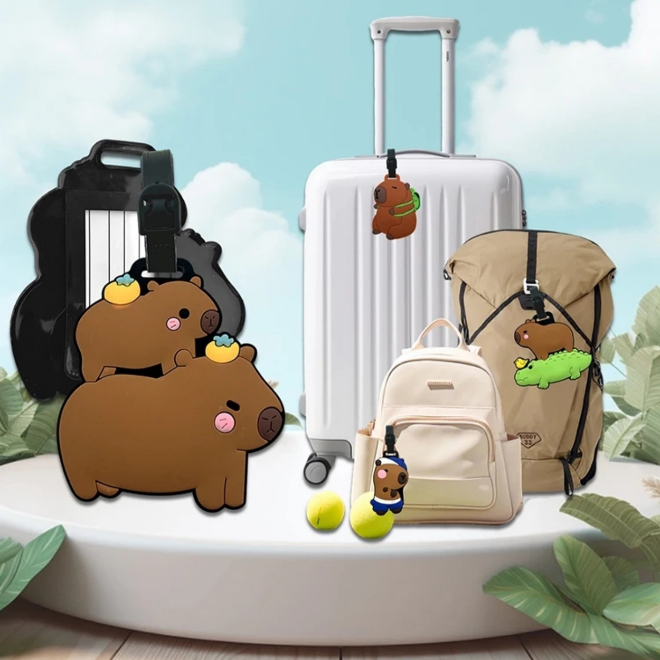 Travel Accessories Unique - Travel accessories, luggage tags, cartoon capybara,