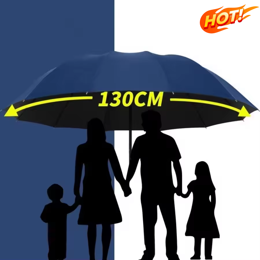 Travel Umbrella Compact - 130cm Extra-large Folding Umbrella Heavy-duty Reinforced
