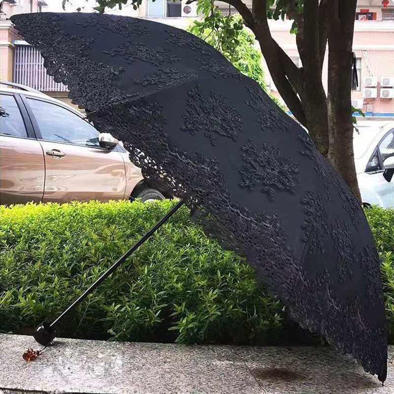 2 3 Fold Luxury Women Lace Umb - Travel Umbrella Compact recension och pris