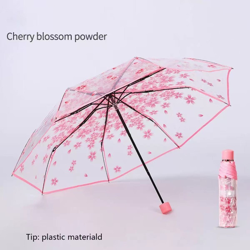 Portable Transparent Sakura Cl - Travel Umbrella Compact recension och pris