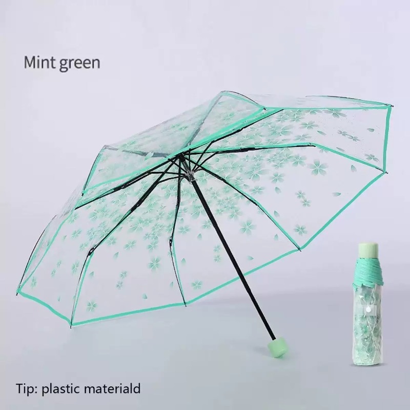 Portable Transparent Sakura Cl - Travel Umbrella Compact recension och pris