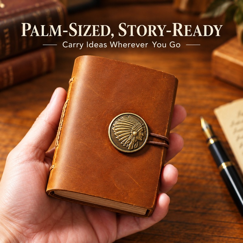 Mini Handmade Leather Traveler - Travel Notebook Journal recension och pris