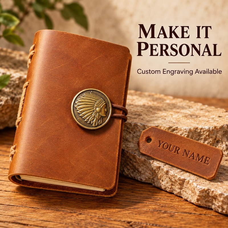 Mini Handmade Leather Traveler - Travel Notebook Journal recension och pris