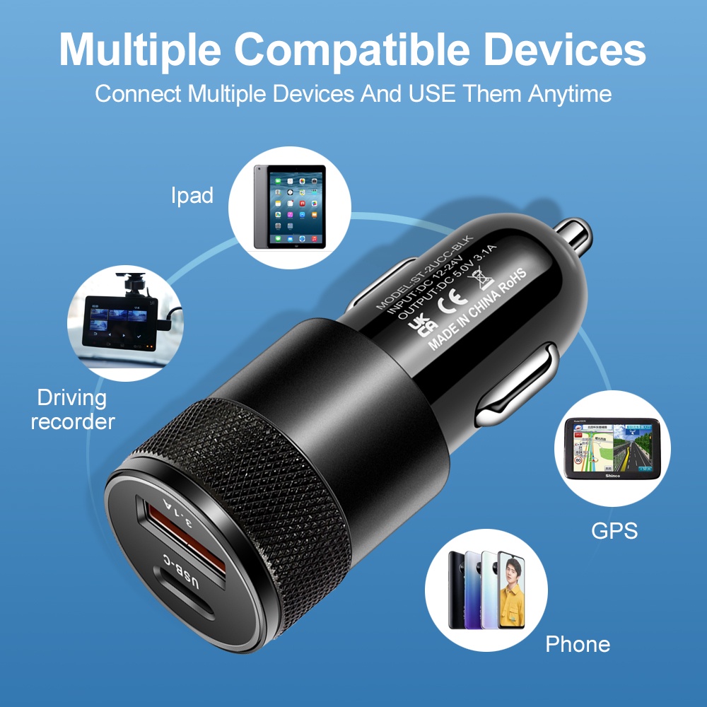 66W USB Car Charger Type C Fas - Travel Plug Type C recension och pris