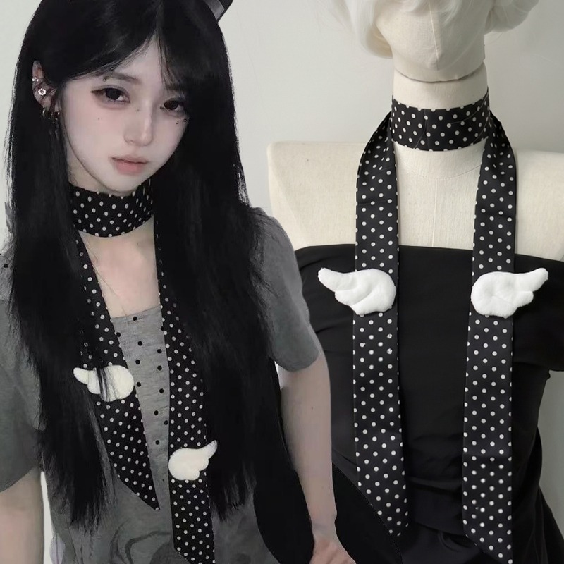 Polka Dot Black Scarf Women Ko - Travel Accessories Bag For Women recension och pris