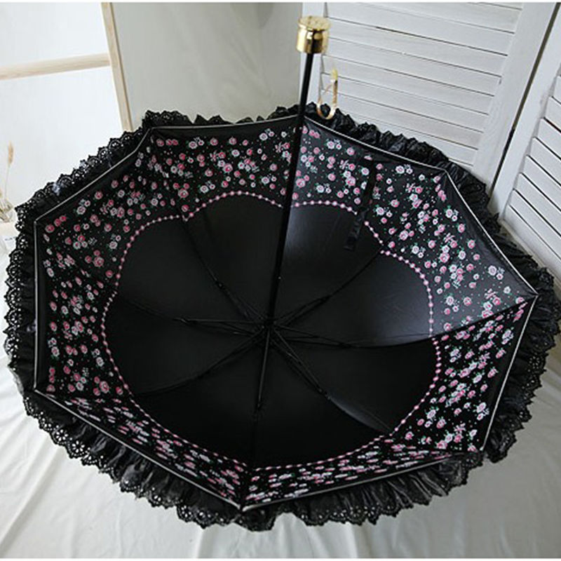 Women Strong Windproof Flower  - Travel Umbrella Compact recension och pris